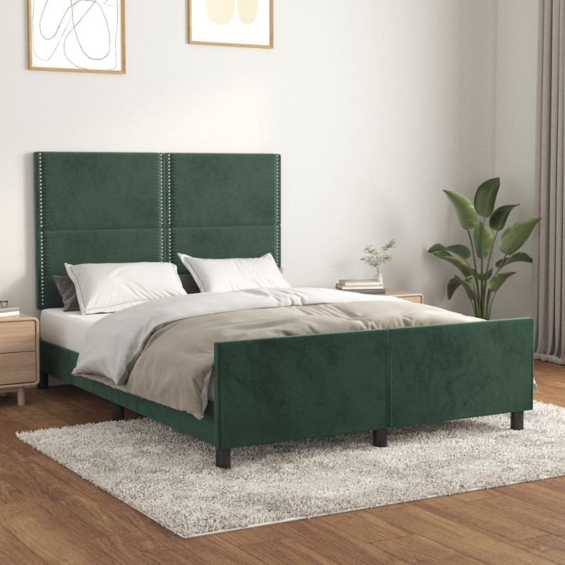 Giroletto senza Materasso Verde Scuro 140x200 cm in Velluto Giroletto senza Materasso Verde Scuro 140x200 cm in Velluto