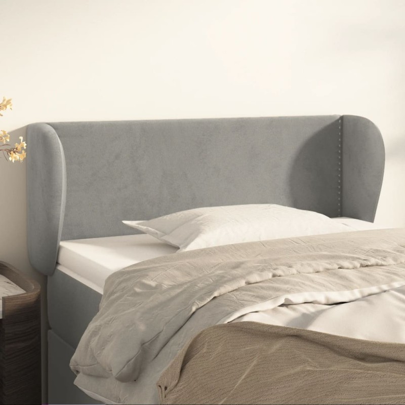Testiera ad Orecchio Grigio Chiaro 93x23x78/88 cm in Velluto Testiera ad Orecchio Grigio Chiaro 93x23x78/88 cm in Velluto
