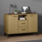 Credenza Gambe Metallo Marrone 113x40x77 cm Legno Massello OSLO Credenza Gambe Metallo Marrone 113x40x77 cm Legno Massello OSLO