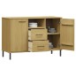 Credenza Gambe Metallo Marrone 113x40x77 cm Legno Massello OSLO Credenza Gambe Metallo Marrone 113x40x77 cm Legno Massello OSLO