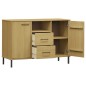 Credenza Gambe Metallo Marrone 113x40x77 cm Legno Massello OSLO Credenza Gambe Metallo Marrone 113x40x77 cm Legno Massello OSLO