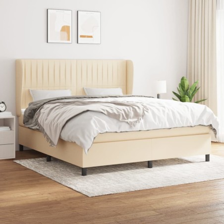 Giroletto a Molle con Materasso Crema 180x200 cm in Tessuto