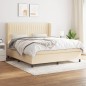 Giroletto a Molle con Materasso Crema 180x200 cm in Tessuto