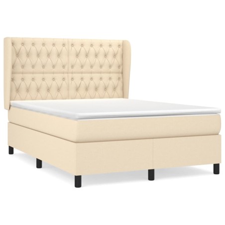 Giroletto a Molle con Materasso Crema 140x19 cm in Tessuto
