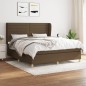 Giroletto a Molle con Materasso Marrone Scuro 160x200cm Tessuto