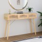 Tavolo Consolle Marrone 105x30x75 Massello Pino Rattan Naturale Tavolo Consolle Marrone 105x30x75 Massello Pino Rattan Naturale