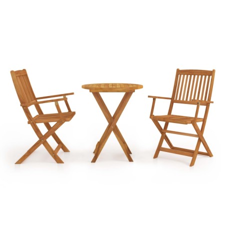 vidaXL Set da Bistrot 3 pz Pieghevole in Legno Massello di Acacia