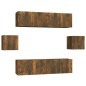 Set di Mobili Porta TV 6 pz Rovere Fumo in Legno Multistrato Set di Mobili Porta TV 6 pz Rovere Fumo in Legno Multistrato