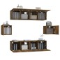 Set di Mobili Porta TV 6 pz Rovere Fumo in Legno Multistrato Set di Mobili Porta TV 6 pz Rovere Fumo in Legno Multistrato