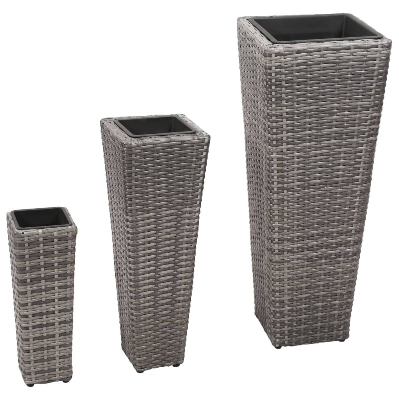 vidaXL Letti Rialzati da Giardino 3 pz in Polyrattan Grigio vidaXL Letti Rialzati da Giardino 3 pz in Polyrattan Grigio
