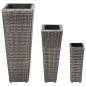 vidaXL Letti Rialzati da Giardino 3 pz in Polyrattan Grigio vidaXL Letti Rialzati da Giardino 3 pz in Polyrattan Grigio