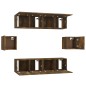 Set di Mobili Porta TV 6 pz Rovere Fumo in Legno Multistrato Set di Mobili Porta TV 6 pz Rovere Fumo in Legno Multistrato