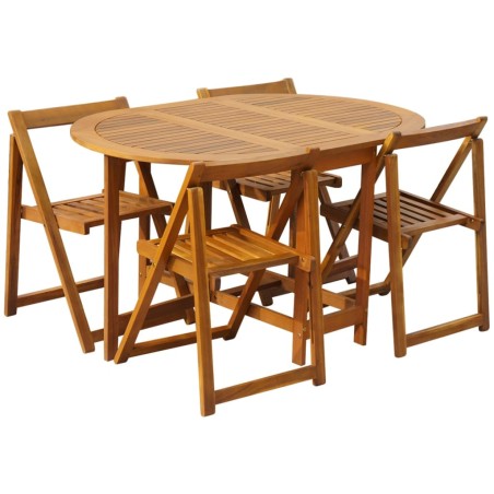 vidaXL Set da Pranzo da Giardino 5 pz Pieghevole in Massello di Acacia