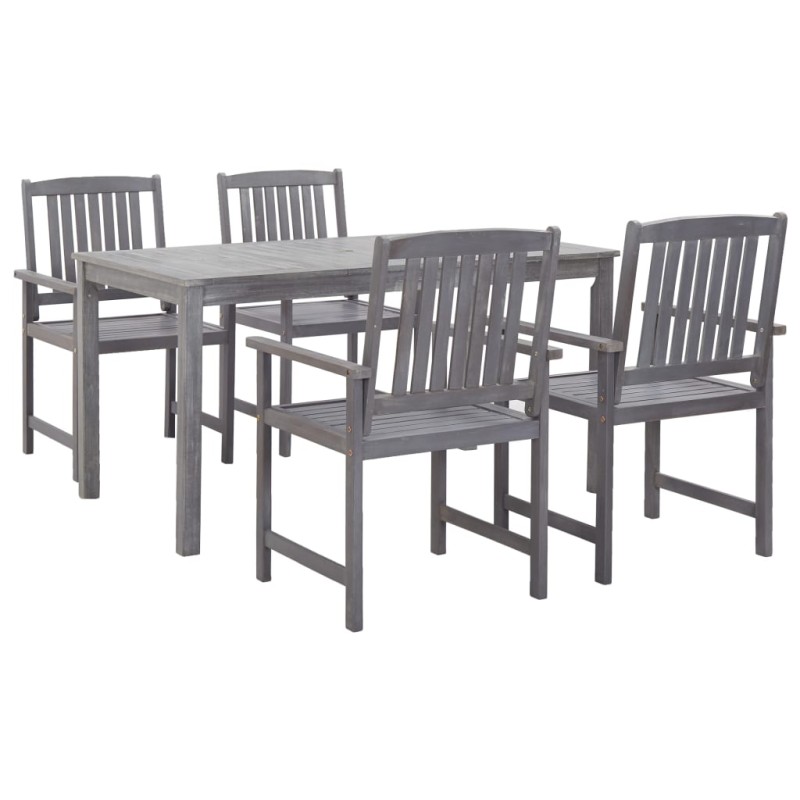 vidaXL Set da Pranzo da Giardino 5 pz Grigio Legno Massello di Acacia