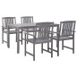vidaXL Set da Pranzo da Giardino 5 pz Grigio Legno Massello di Acacia