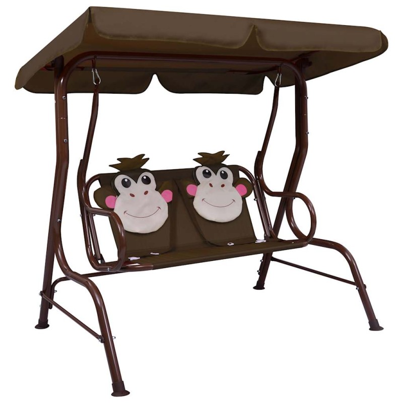 vidaXL Dondolo a Panchina per Bambini Marrone 115x75x110 cm in Tessuto vidaXL Dondolo a Panchina per Bambini Marrone 115x75x110 cm in Tessuto