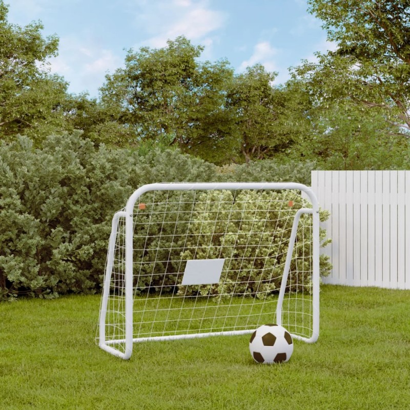 vidaXL Porta da Calcio con Rete Bianca 125x96x60 cm Acciaio Poliestere vidaXL Porta da Calcio con Rete Bianca 125x96x60 cm Acciaio Poliestere