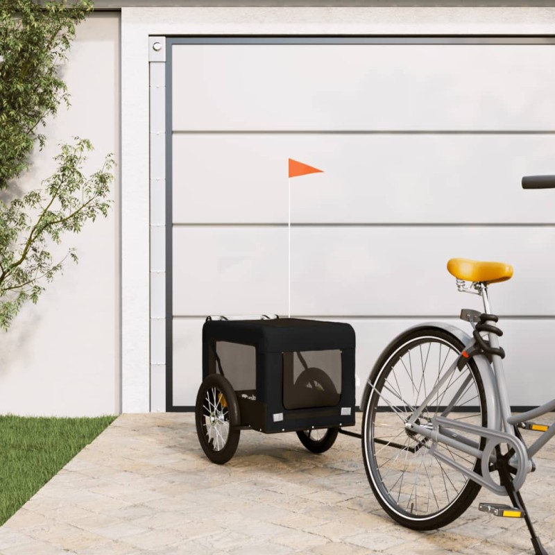 vidaXL Rimorchio da Bici per Animali Nero Oxford e Ferro