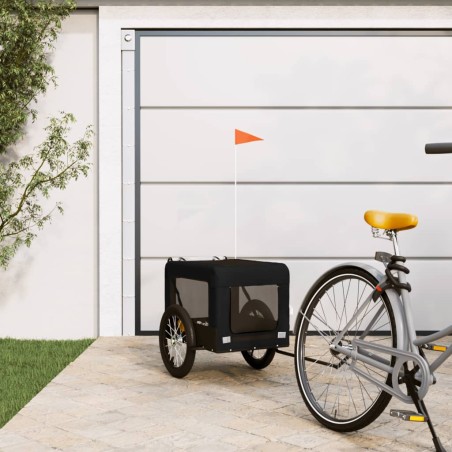 vidaXL Rimorchio da Bici per Animali Nero Oxford e Ferro