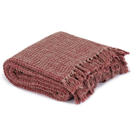 vidaXL Copriletto in Cotone 160x210 cm Rosso Borgogna