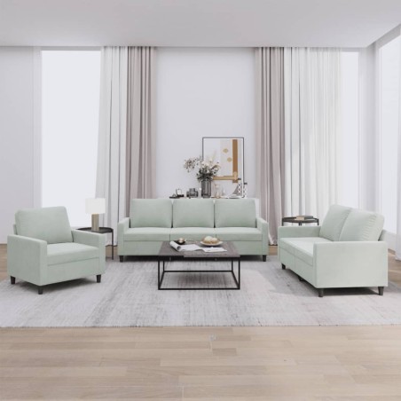vidaXL Set di Divani 3 pz con Cuscini Grigio Chiaro in Velluto