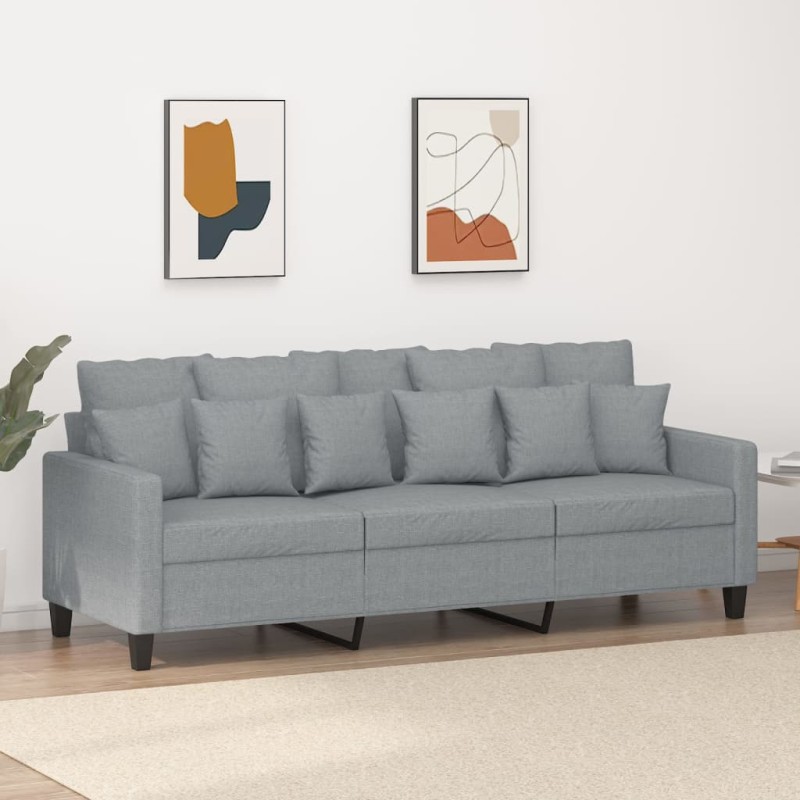 vidaXL Divano a 3 Posti Grigio Chiaro 180 cm in Tessuto vidaXL Divano a 3 Posti Grigio Chiaro 180 cm in Tessuto