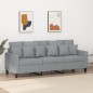 vidaXL Divano a 3 Posti Grigio Chiaro 180 cm in Tessuto vidaXL Divano a 3 Posti Grigio Chiaro 180 cm in Tessuto