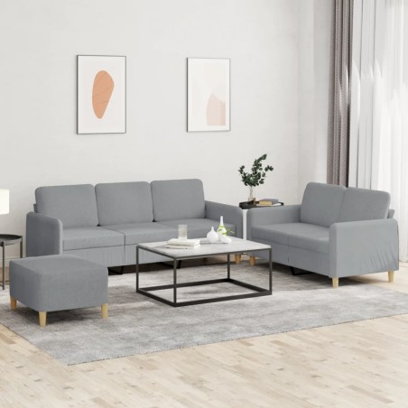 vidaXL Set di Divani 3 pz con Cuscini Grigio Chiaro in Tessuto