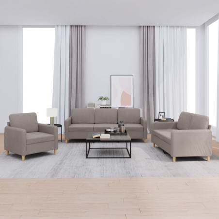 vidaXL Set di Divani 3 pz con Cuscini Tortora in Tessuto