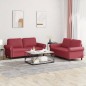 vidaXL Set di Divani 2 pz con Cuscini Rosso Vino in Similpelle vidaXL Set di Divani 2 pz con Cuscini Rosso Vino in Similpelle