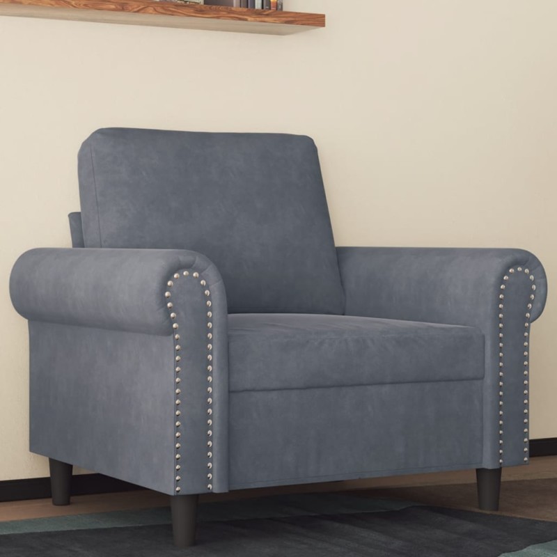 vidaXL Poltrona Grigio Scuro 60 cm Velluto
