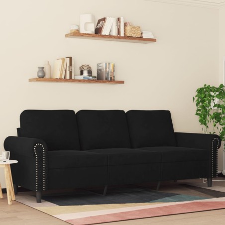 vidaXL Divano a 3 Posti Nero 180 cm in Velluto