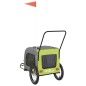 vidaXL Rimorchio da Bici per Animali Verde e Grigio Oxford e Ferro