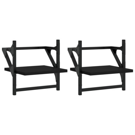 vidaXL Mensole da Parete con Aste 2 pz Nere 30x25x30 cm