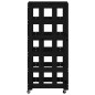 vidaXL Portalegna con Ruote Nero 40x49x110 cm Legno Massello di Pino