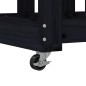 vidaXL Portalegna con Ruote Nero 40x49x110 cm Legno Massello di Pino