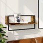 vidaXL Mensola a Parete con Asta Rovere Fumo 65x25x30 cm
