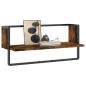 vidaXL Mensola a Parete con Asta Rovere Fumo 65x25x30 cm