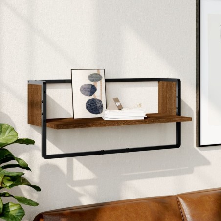 vidaXL Mensola a Parete con Asta Rovere Marrone 65x25x30 cm