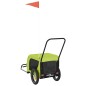 vidaXL Rimorchio da Bici per Animali Verde e Nero Oxford e Ferro