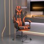 Sedia da Gaming Girevole Poggiapiedi Nero Arancione Similpelle Sedia da Gaming Girevole Poggiapiedi Nero Arancione Similpelle