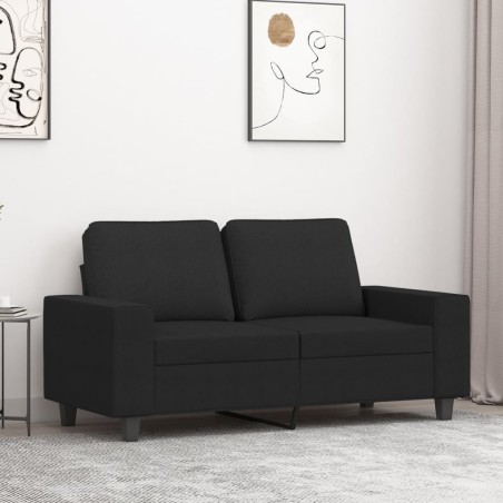 vidaXL Divano a 2 Posti Nero 120 cm in Tessuto