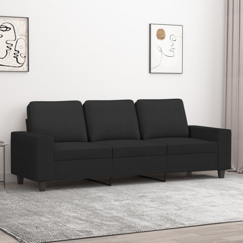 vidaXL Divano a 3 Posti Nero 180 cm in Tessuto vidaXL Divano a 3 Posti Nero 180 cm in Tessuto