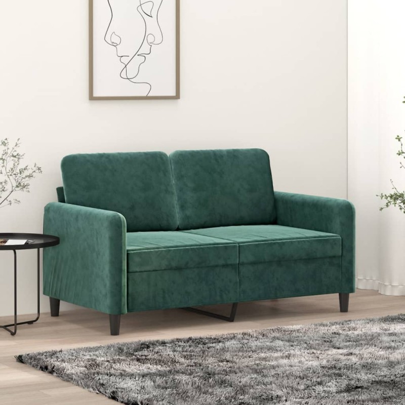 vidaXL Divano a 2 Posti Verde Scuro 120 cm in Velluto vidaXL Divano a 2 Posti Verde Scuro 120 cm in Velluto