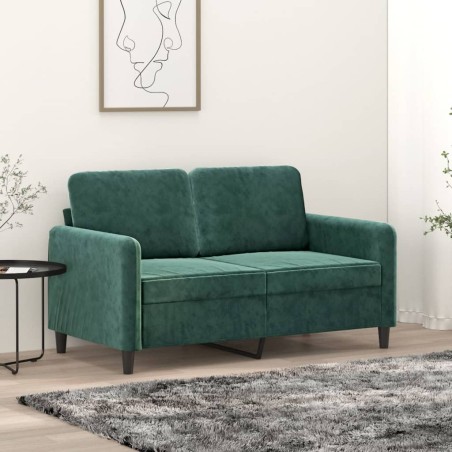 vidaXL Divano a 2 Posti Verde Scuro 120 cm in Velluto