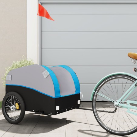 vidaXL Rimorchio da Bici Nero e Blu 45 kg in Ferro
