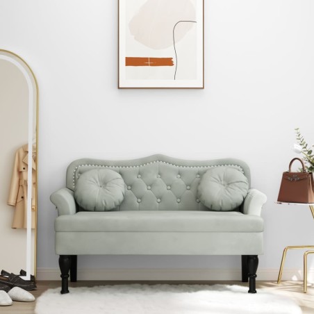 vidaXL Panca con Cuscini Grigio Chiaro 120,5x65x75 cm in Velluto