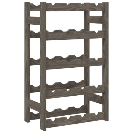 vidaXL Portabottiglie per 20 Bottiglie Grigio Legno Massello di Pino