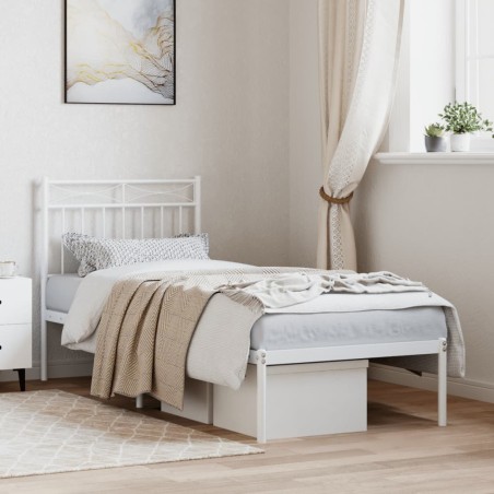 vidaXL Giroletto senza Materaso con Testiera Metallo Bianco 75x190 cm