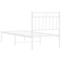 vidaXL Giroletto senza Materaso con Testiera Metallo Bianco 75x190 cm vidaXL Giroletto senza Materaso con Testiera Metallo Bianco 75x190 cm